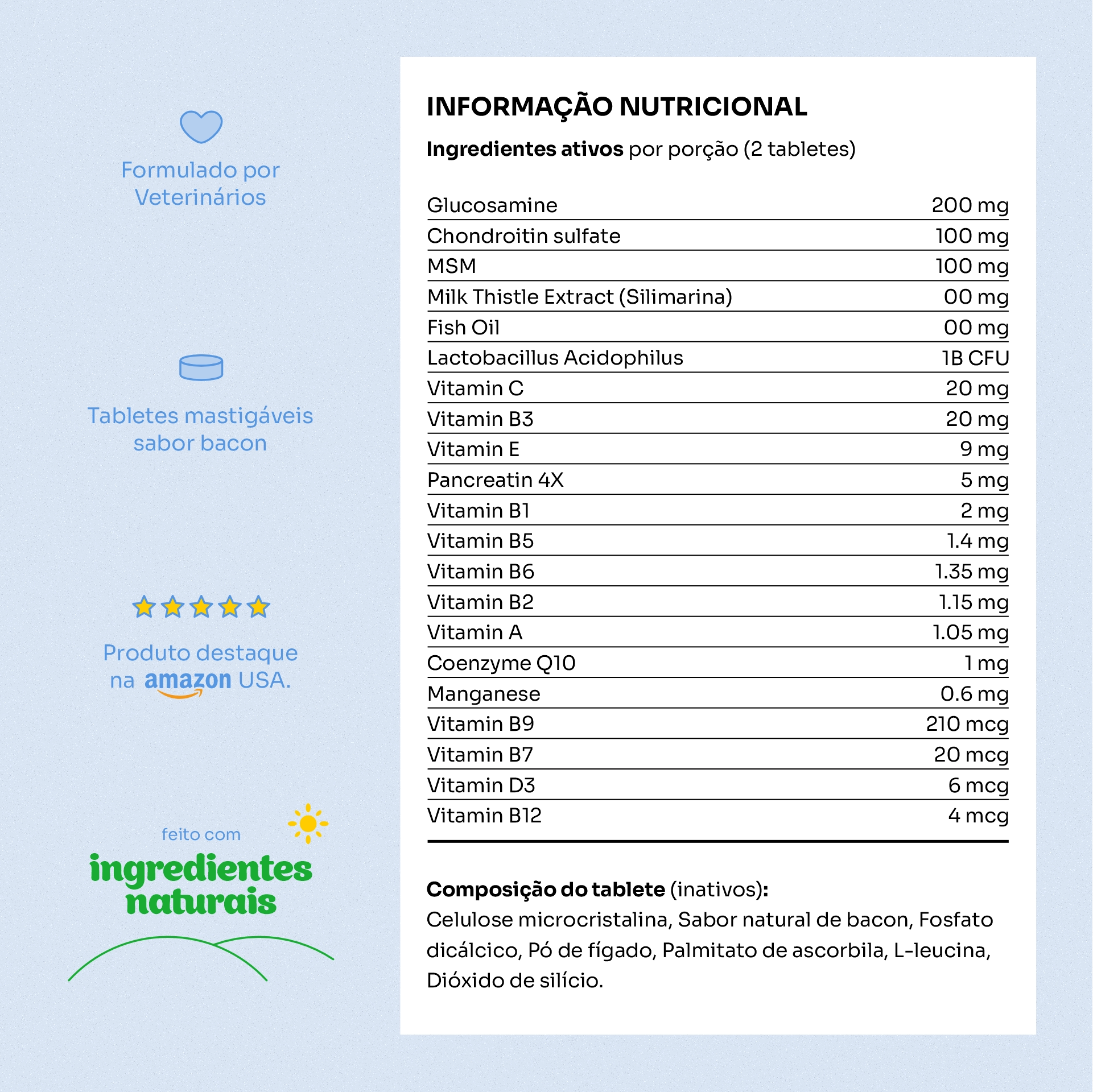 Multivitamínico 10 em 1 para Cães - 60 Tabletes Saborizados