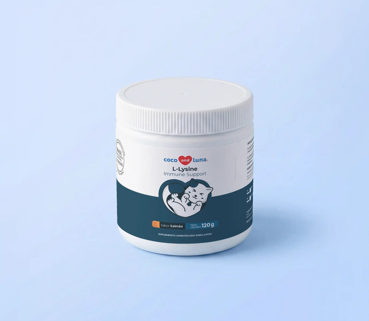 Lisina para gatos - 120g - Ajuda na imunidade e visão. Sabor salmão.