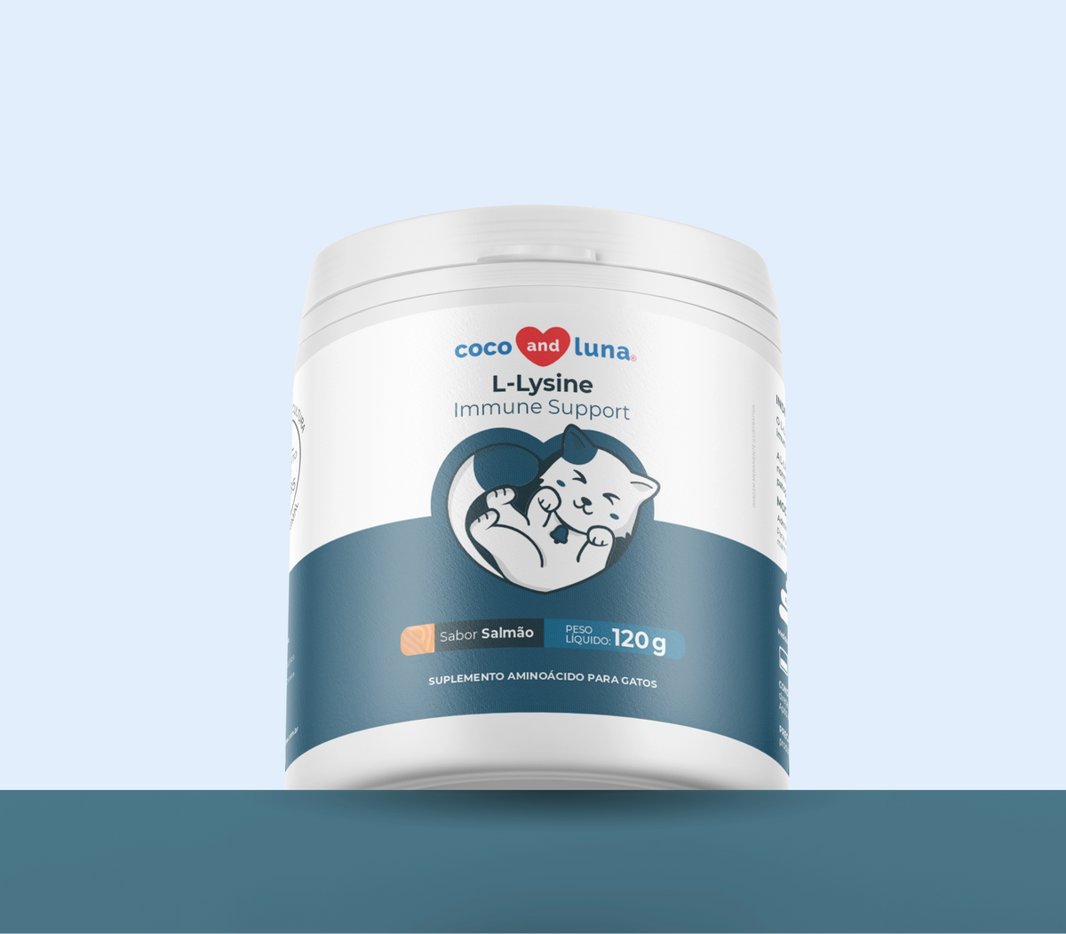 Lisina para gatos - 120g - Ajuda na imunidade e visão. Sabor salmão.