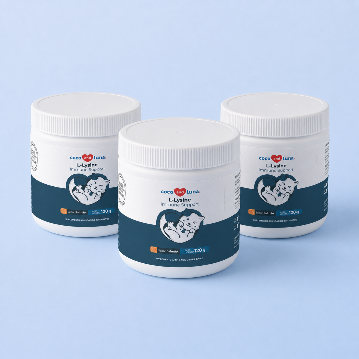 Lisina para gatos - 120g - Combo de 3 unidades - Ajuda na imunidade e visão. Sabor salmão.