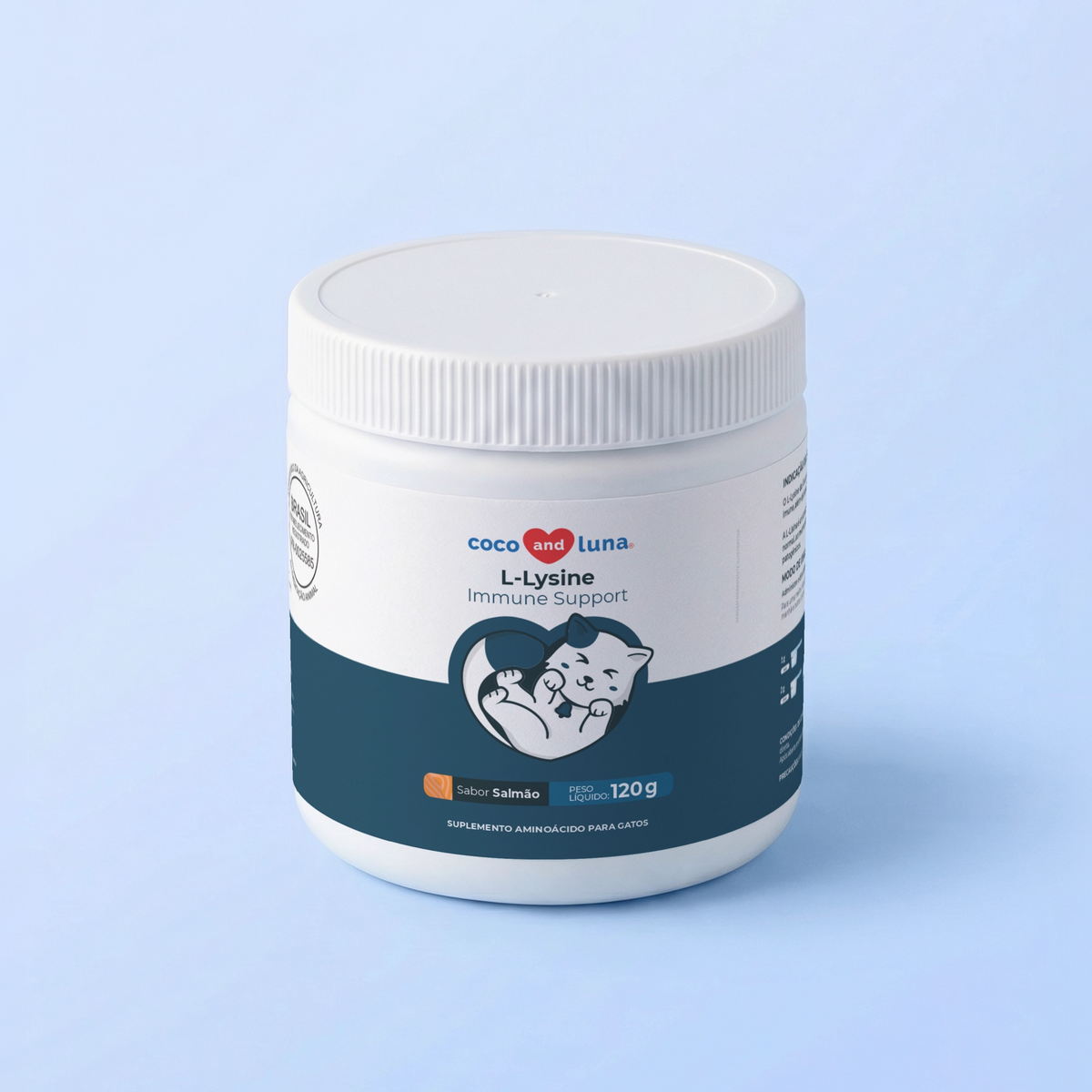 Lisina para gatos - 120g - Ajuda na imunidade e visão. Sabor salmão.